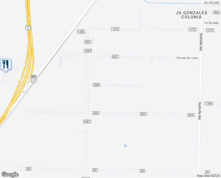 map of restaurants, bars, coffee shops, grocery stores, and more near 12833 County Road 82B in Sinton