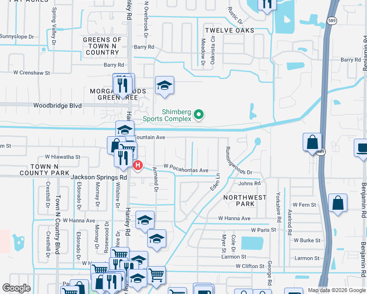 map of restaurants, bars, coffee shops, grocery stores, and more near 6816 Dover Court in Tampa