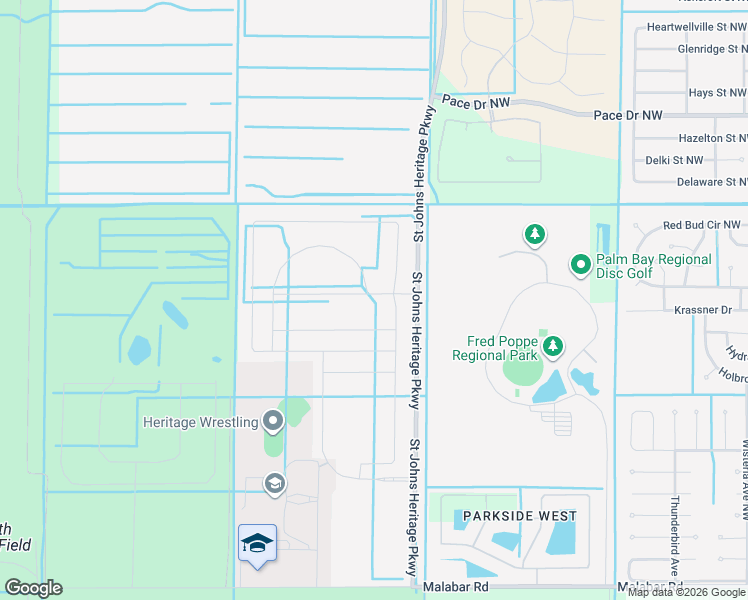 map of restaurants, bars, coffee shops, grocery stores, and more near 2352 Carrick Street in Palm Bay