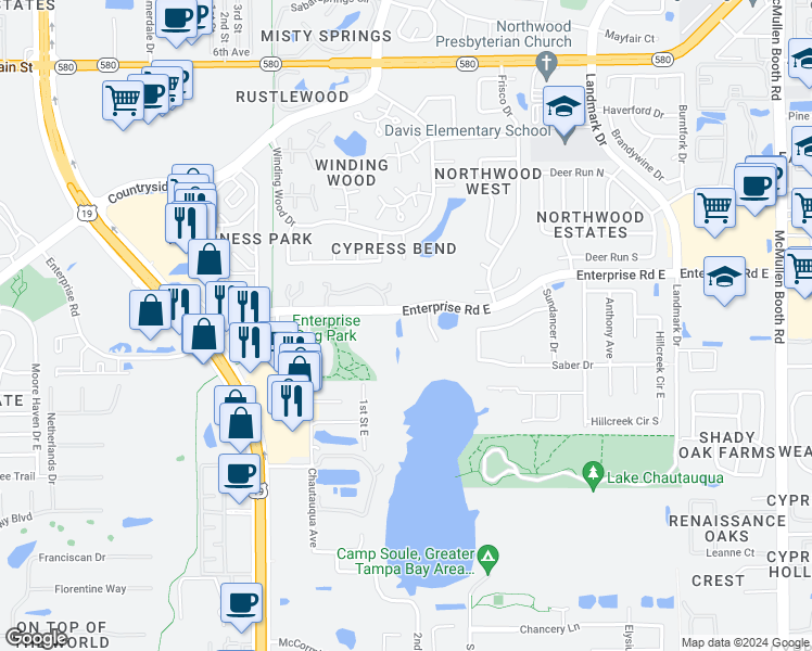 map of restaurants, bars, coffee shops, grocery stores, and more near in Clearwater