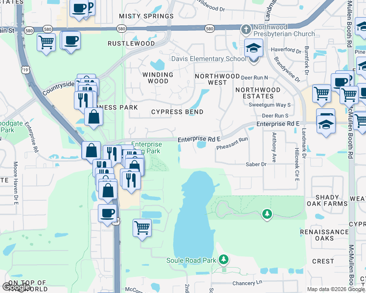 map of restaurants, bars, coffee shops, grocery stores, and more near in Clearwater