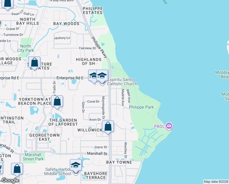map of restaurants, bars, coffee shops, grocery stores, and more near 2455 Navarez Avenue in Safety Harbor