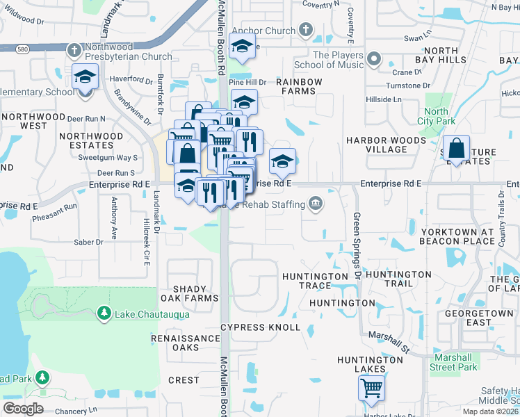map of restaurants, bars, coffee shops, grocery stores, and more near 19 Seedling Drive in Safety Harbor