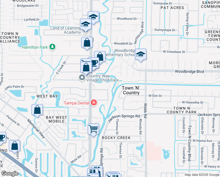map of restaurants, bars, coffee shops, grocery stores, and more near 6807 River Road in Tampa