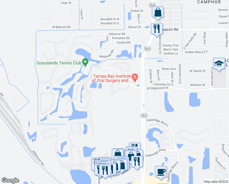 map of restaurants, bars, coffee shops, grocery stores, and more near 439 Enclave Drive in Lakeland