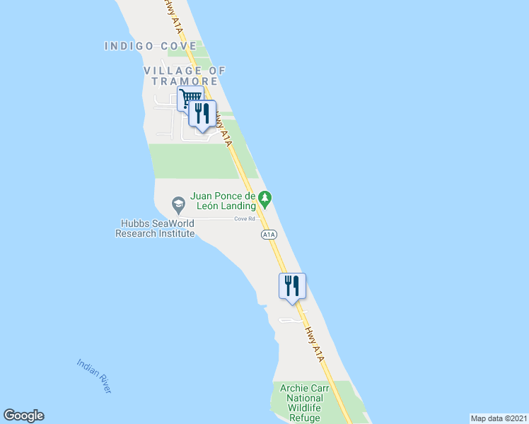 map of restaurants, bars, coffee shops, grocery stores, and more near 4005 Florida A1A in Melbourne Beach