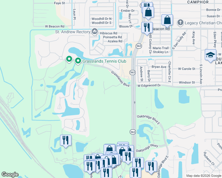 map of restaurants, bars, coffee shops, grocery stores, and more near 340 Enclave Drive in Lakeland