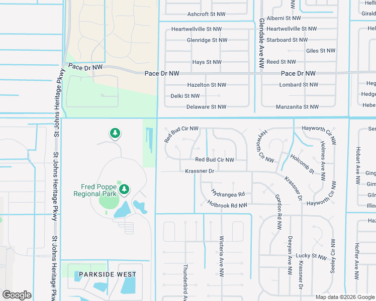 map of restaurants, bars, coffee shops, grocery stores, and more near 561 Boxthorn Avenue Northwest in Palm Bay
