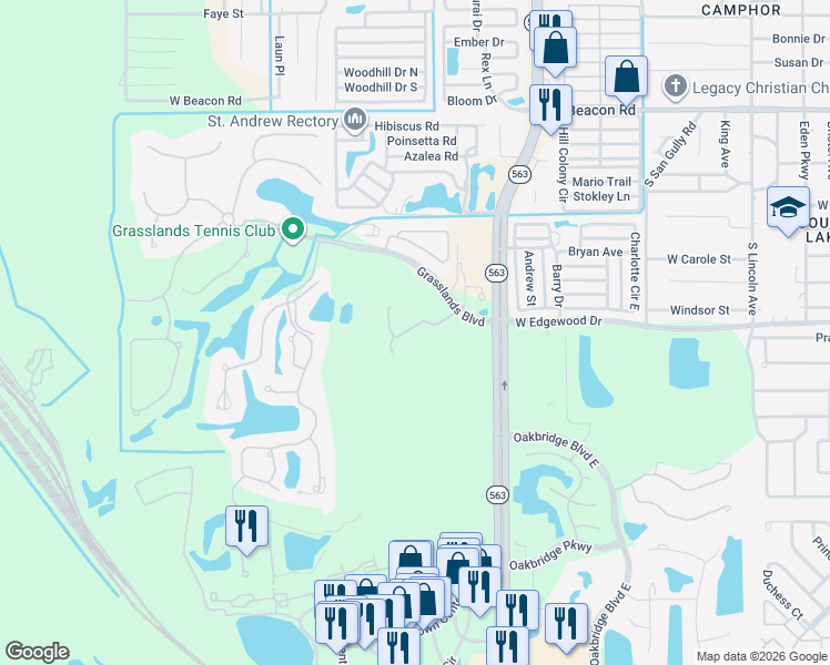 map of restaurants, bars, coffee shops, grocery stores, and more near 360 Enclave Drive in Lakeland