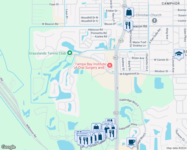 map of restaurants, bars, coffee shops, grocery stores, and more near 449 Enclave Place in Lakeland