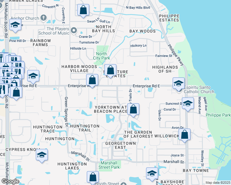 map of restaurants, bars, coffee shops, grocery stores, and more near 513 Fayette Circle South in Safety Harbor