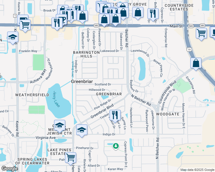 map of restaurants, bars, coffee shops, grocery stores, and more near in Pinellas County