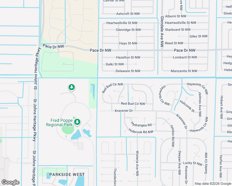 map of restaurants, bars, coffee shops, grocery stores, and more near 561 Boxthorn Avenue Northwest in Palm Bay
