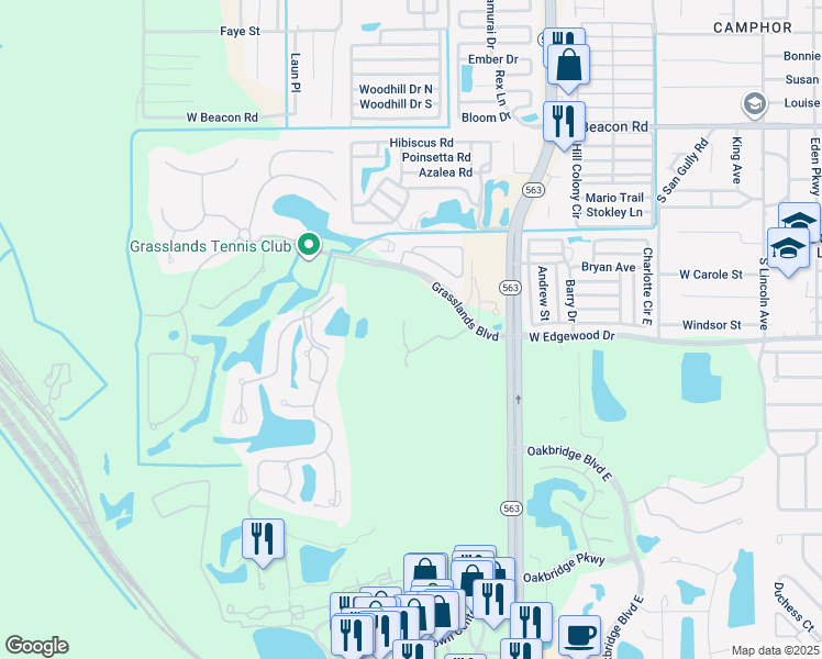 map of restaurants, bars, coffee shops, grocery stores, and more near 449 Enclave Place in Lakeland