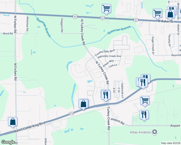 map of restaurants, bars, coffee shops, grocery stores, and more near 4631 West Eastwind Drive in Plant City