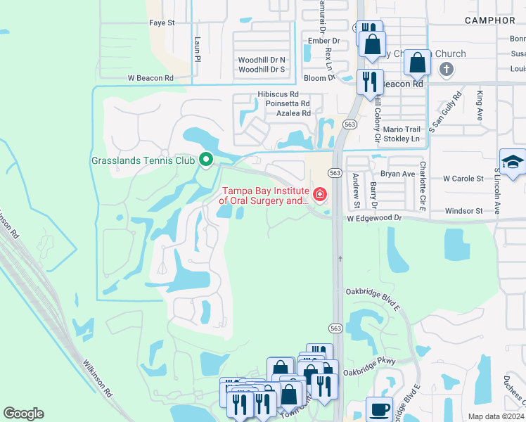 map of restaurants, bars, coffee shops, grocery stores, and more near 409 Enclave Place in Lakeland