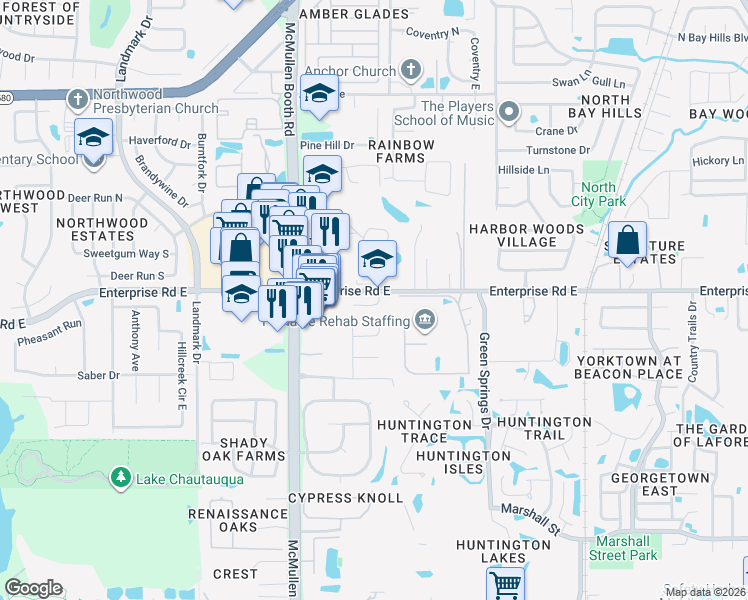 map of restaurants, bars, coffee shops, grocery stores, and more near 3180 County Road 102 in Safety Harbor
