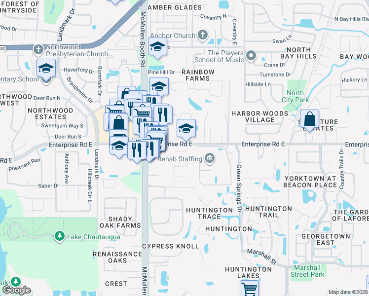 map of restaurants, bars, coffee shops, grocery stores, and more near 3180 County Road 102 in Safety Harbor