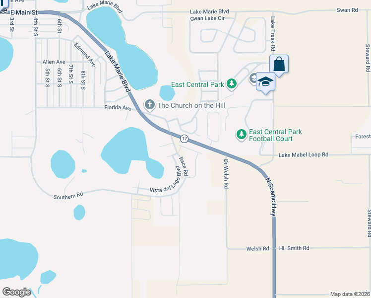 map of restaurants, bars, coffee shops, grocery stores, and more near 639 Chicago Way in Dundee