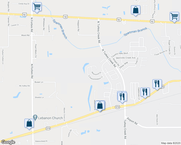 map of restaurants, bars, coffee shops, grocery stores, and more near 4725 Westwind Drive in Plant City