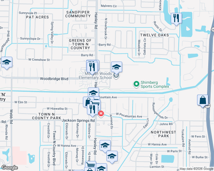 map of restaurants, bars, coffee shops, grocery stores, and more near 7001 Alturas Court in Tampa