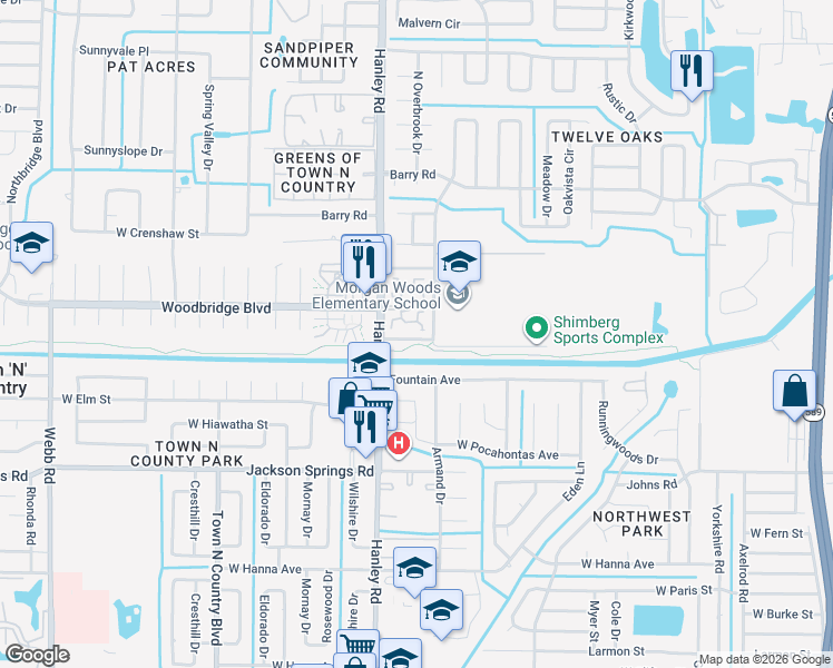 map of restaurants, bars, coffee shops, grocery stores, and more near 7001 Alturas Court in Tampa