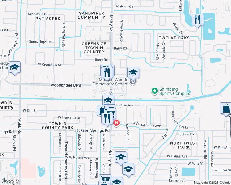 map of restaurants, bars, coffee shops, grocery stores, and more near 7001 Alturas Court in Tampa