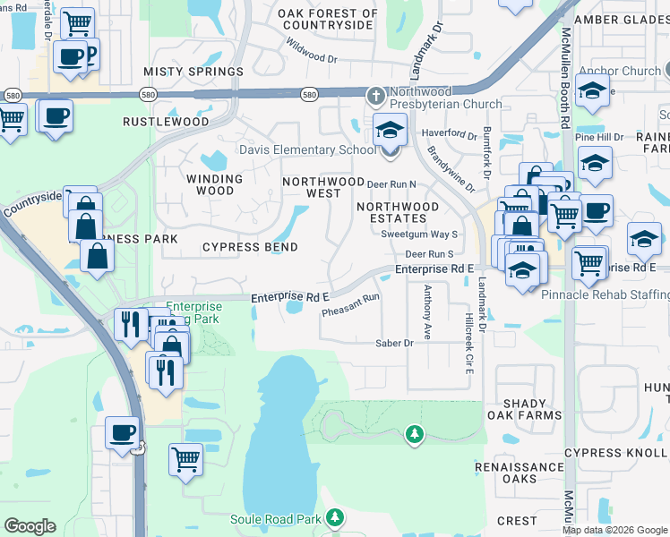 map of restaurants, bars, coffee shops, grocery stores, and more near 2812 Marrie Court in Clearwater