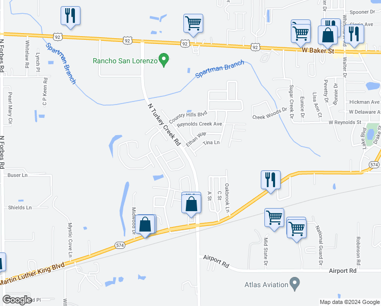 map of restaurants, bars, coffee shops, grocery stores, and more near 209 Abigail Road in Plant City