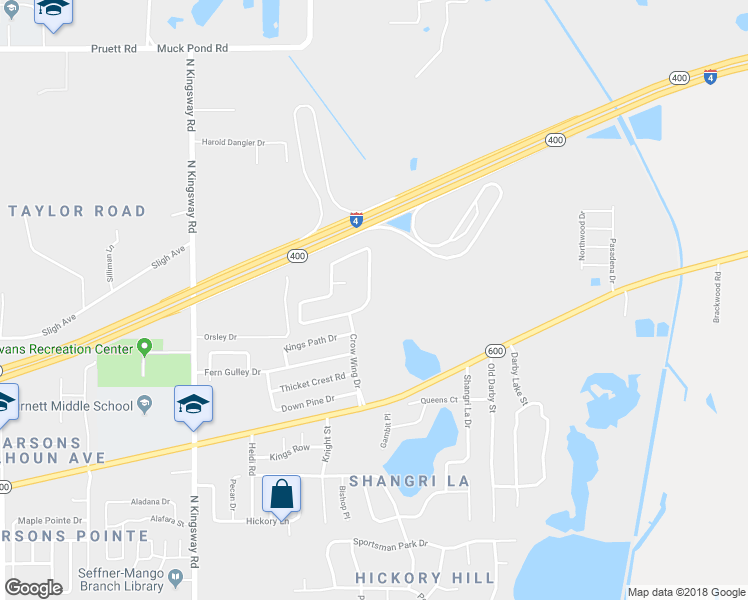 map of restaurants, bars, coffee shops, grocery stores, and more near 509 Arch Ridge Loop in Seffner