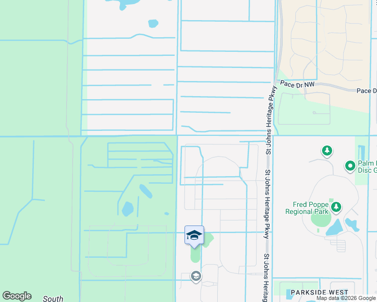 map of restaurants, bars, coffee shops, grocery stores, and more near Saint Johns Heritage Parkway in Palm Bay