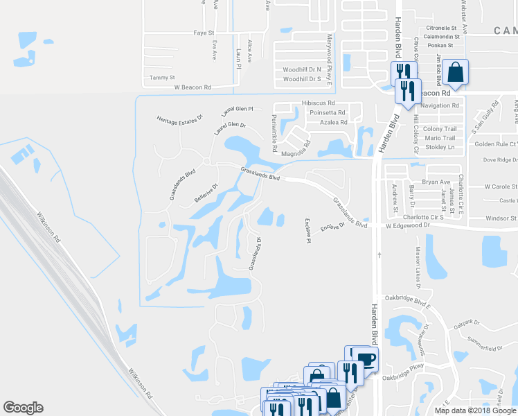 map of restaurants, bars, coffee shops, grocery stores, and more near 2750 Prestwick Drive in Lakeland