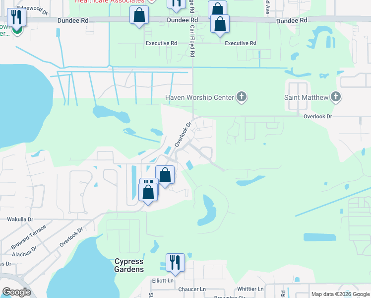 map of restaurants, bars, coffee shops, grocery stores, and more near 120 Selva Vista in Winter Haven