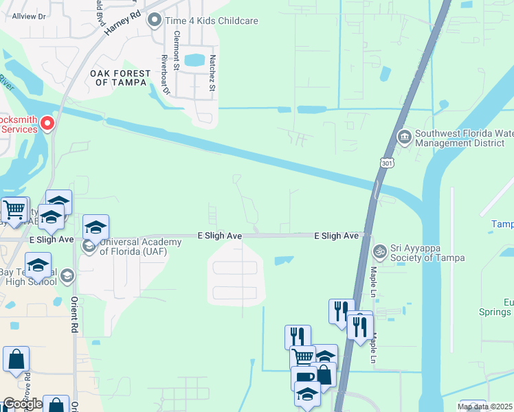 map of restaurants, bars, coffee shops, grocery stores, and more near 8113 Cranmoore Place in Tampa