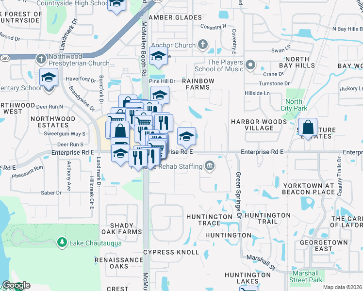 map of restaurants, bars, coffee shops, grocery stores, and more near 3180 County Road 102 in Safety Harbor