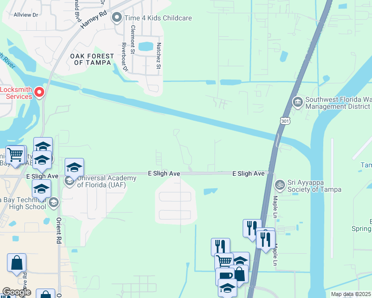 map of restaurants, bars, coffee shops, grocery stores, and more near 8113 Cranmoore Place in Tampa