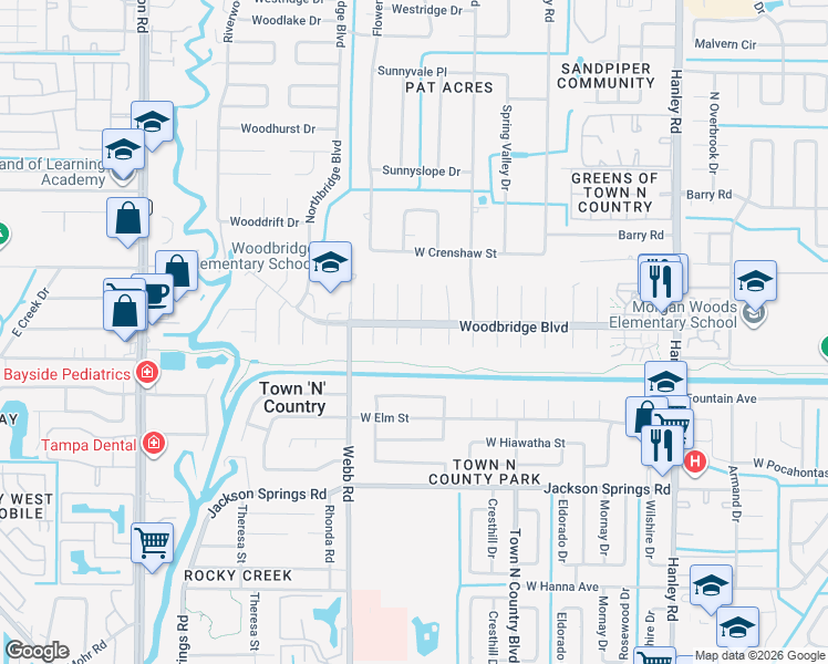 map of restaurants, bars, coffee shops, grocery stores, and more near 7003 Larimer Court in Tampa