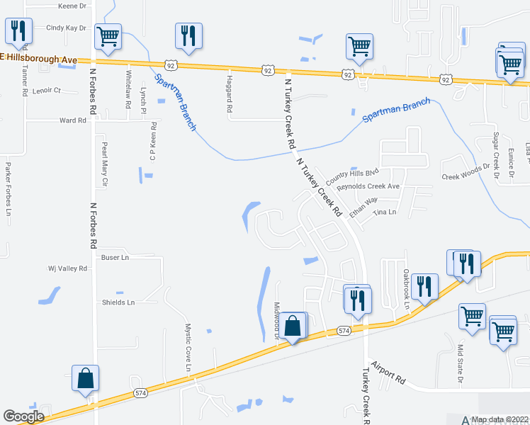 map of restaurants, bars, coffee shops, grocery stores, and more near 4718 North Dawnmeadow Court in Plant City