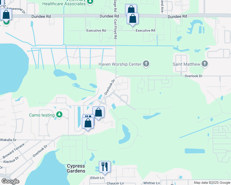 map of restaurants, bars, coffee shops, grocery stores, and more near 136 El Dorado Boulevard in Winter Haven