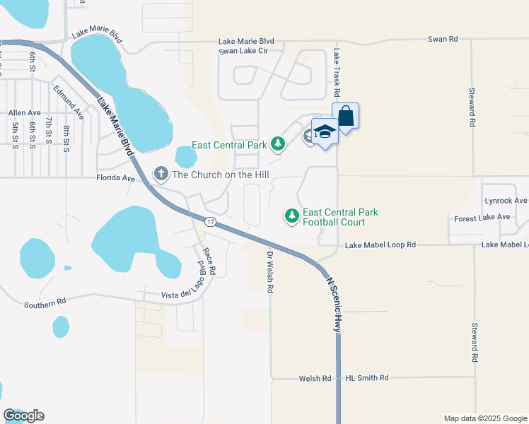 map of restaurants, bars, coffee shops, grocery stores, and more near 1428 Bluff Loop in Dundee