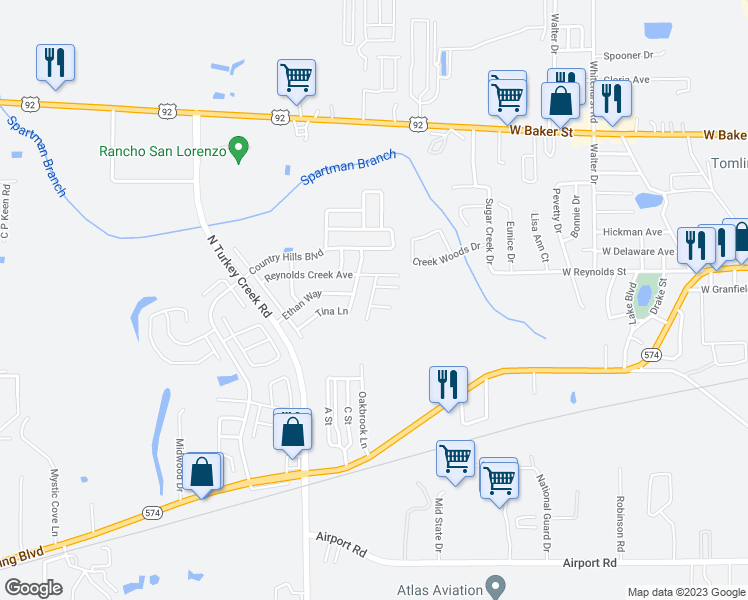 map of restaurants, bars, coffee shops, grocery stores, and more near 4310 Reynolds Oaks Place in Plant City