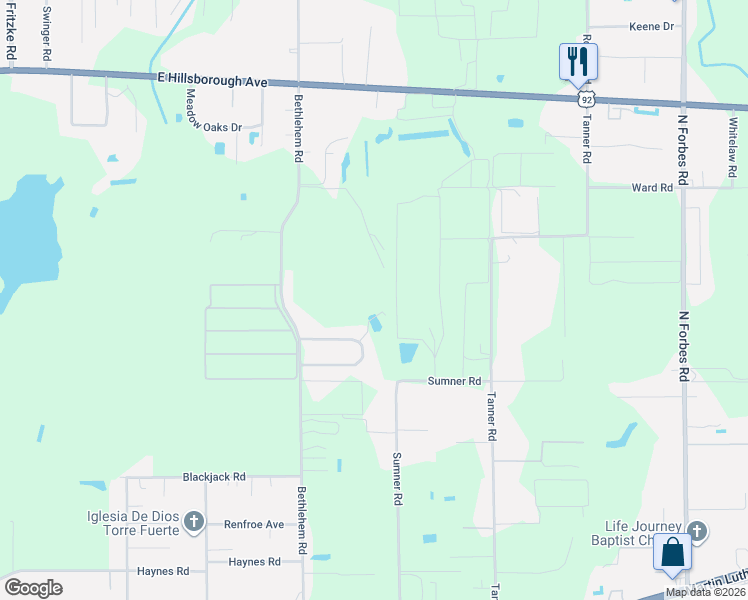 map of restaurants, bars, coffee shops, grocery stores, and more near 5909 Artesian Ridge Lane in Dover