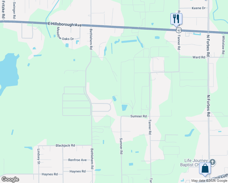 map of restaurants, bars, coffee shops, grocery stores, and more near 5909 Artesian Ridge Lane in Dover