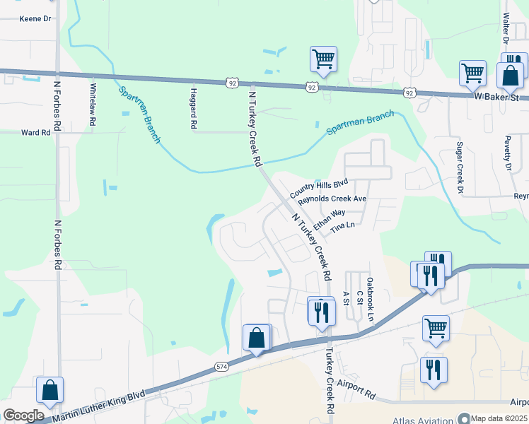 map of restaurants, bars, coffee shops, grocery stores, and more near 4607 North Country Hills Court in Plant City