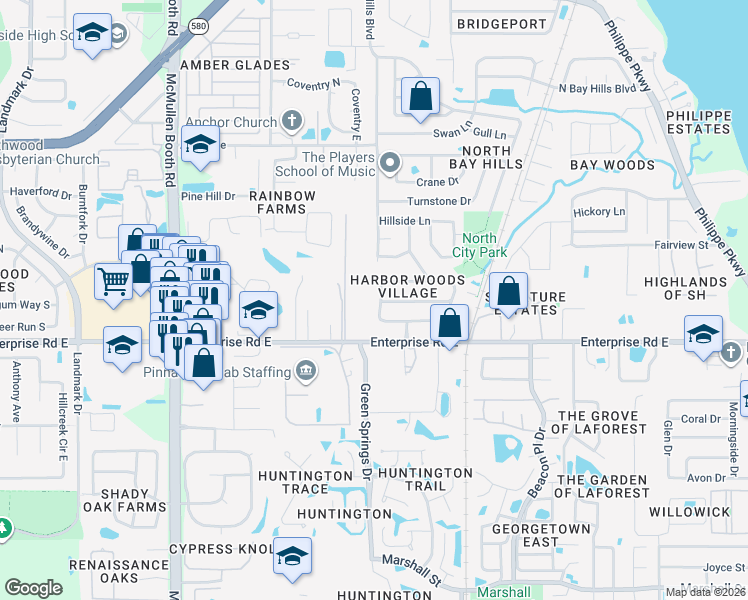 map of restaurants, bars, coffee shops, grocery stores, and more near 3002 Harget Lane in Safety Harbor