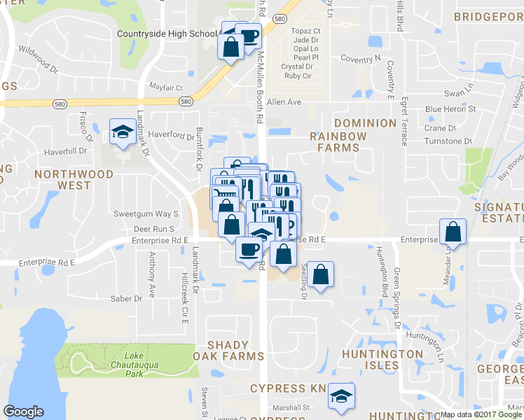 map of restaurants, bars, coffee shops, grocery stores, and more near 2548 North McMullen Booth Road in Clearwater