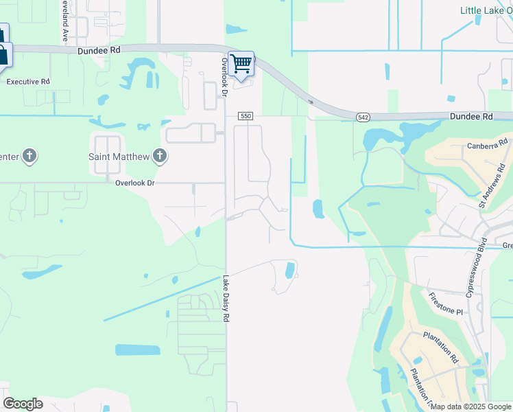 map of restaurants, bars, coffee shops, grocery stores, and more near 2057 Whispering Trails Boulevard in Winter Haven