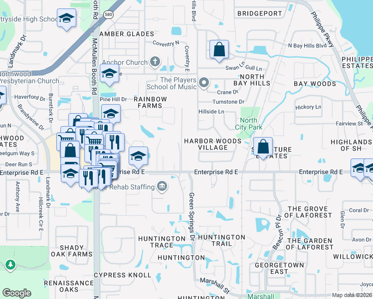 map of restaurants, bars, coffee shops, grocery stores, and more near 3002 Harget Lane in Safety Harbor