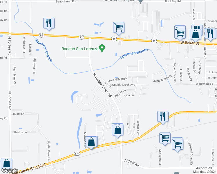 map of restaurants, bars, coffee shops, grocery stores, and more near 316 Abigail Road in Plant City