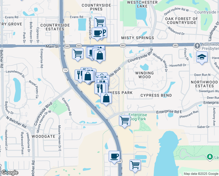 map of restaurants, bars, coffee shops, grocery stores, and more near 6 Village Drive in Clearwater